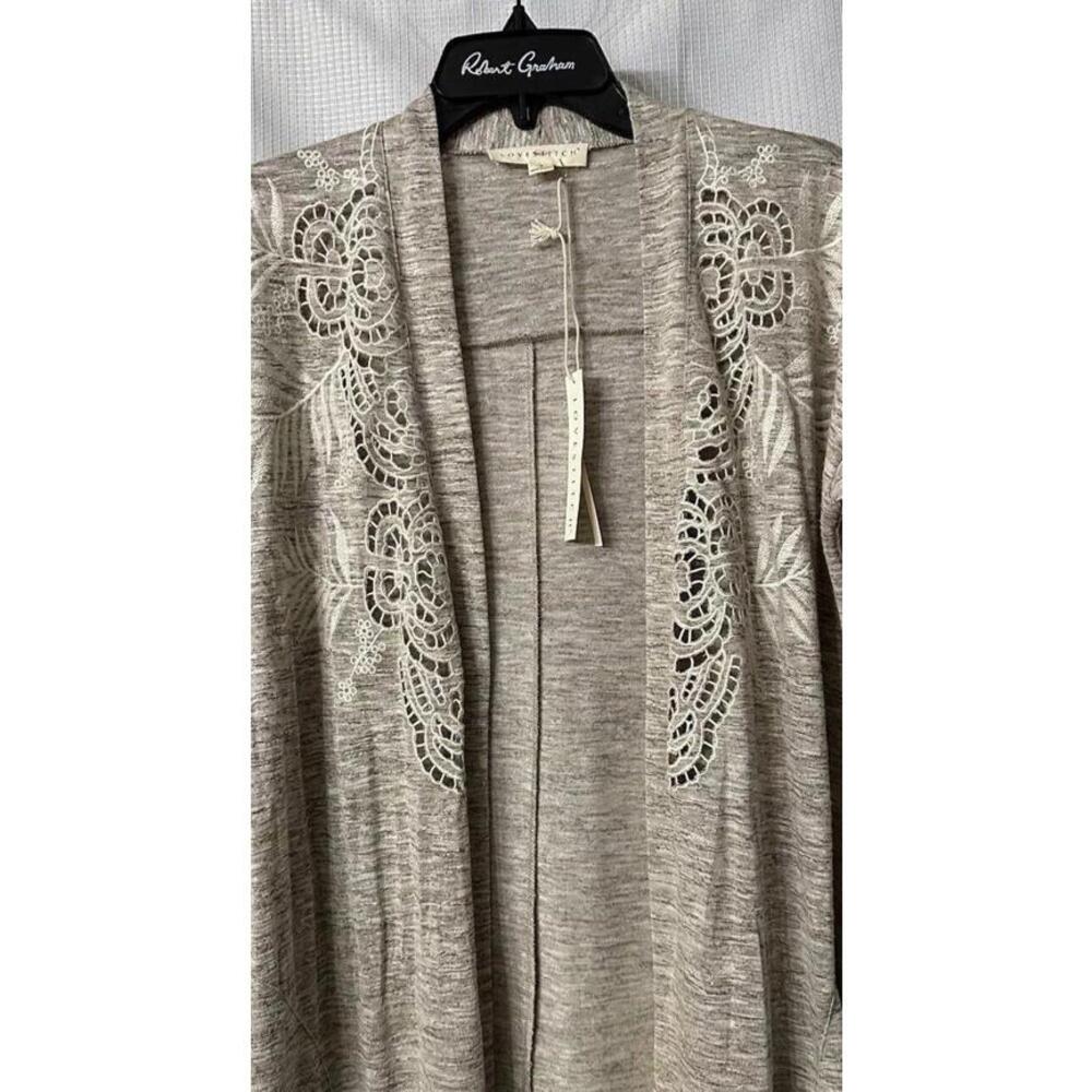 NWT Love Stitch Womens Long Sleeve Open Front Full Length Top Jacket Size Small - Picture 5 of 12